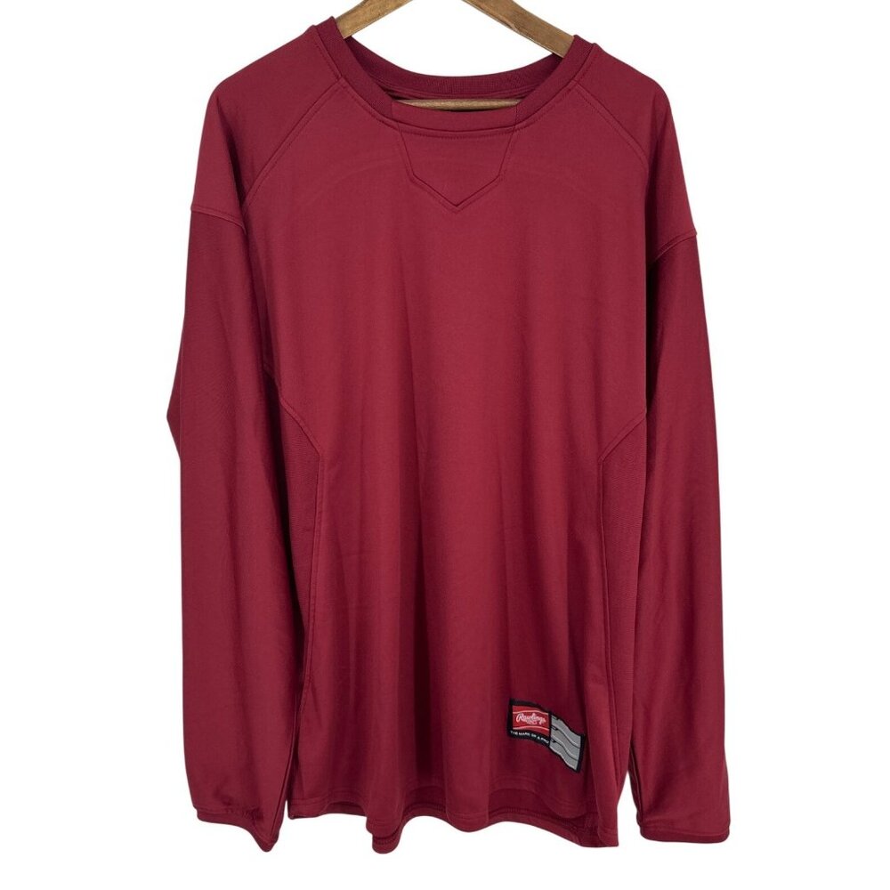 Rawlings Mens Red Long Sleeve Pullover Jersey Shirt XL